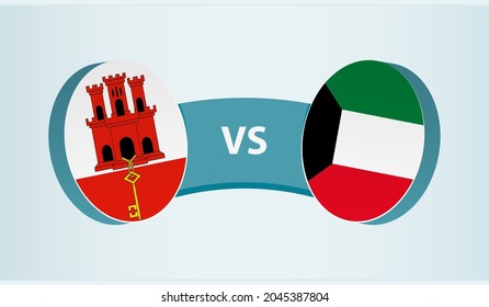 Gibraltar versus Kuwait, team sports competition concept. Round flag of countries.