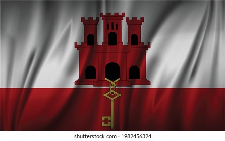 Gibraltar wave flag, flat layout, vector illustration
