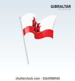 Gibraltar waving flag isolated on gray background