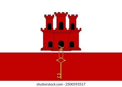 Gibraltar waving flag pattern background. Realistic national flag design. Abstract vector template.