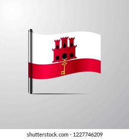 Gibraltar waving Shiny Flag design vector