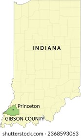 Gibson County and city of Princeton location on Indiana state map