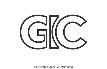 GIC logo design template with strong and modern bold text. Initial based vector logotype featuring simple and minimal typography. Trendy company identity ideal for businesses brand presence.