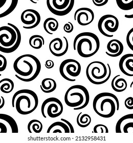 Giddy Circle Black Line on white background Seamless Pattern. Abstract art print. Design for paper, covers, cards, fabrics, interior items and any. Vector illustration.