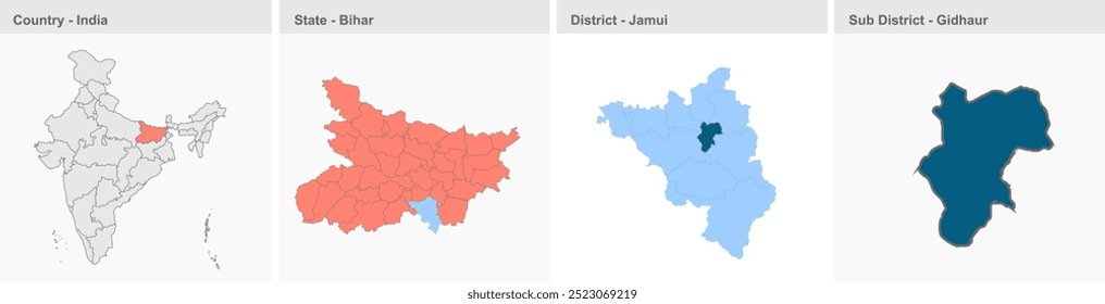Mapa de Gidhaur (District Jamui, State Bihar, Republic of India), Distrito de Jamui, Estado de Bihar, República da Índia, Governo de Bihar, Território indiano, Índia Oriental, política, aldeia, turismo