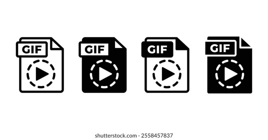 gif file format document icon symbol vector design black white color illustration collection isolated