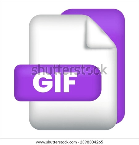 GIF file format icon. GIF file format 3d render icon on white background. GIF file format document color icon vector