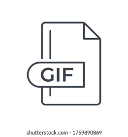 GIF File Format Icon. GIF Extension Line Icon.