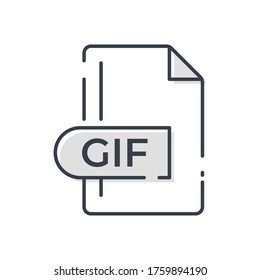 GIF File Format Icon. GIF Extension Line Icon.