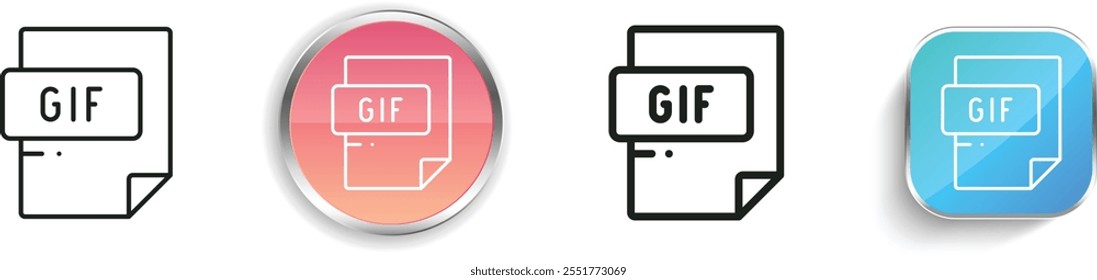 gif file format icon. Thin Linear, Regular and Button Style Design Isolated On White Background