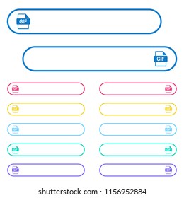 GIF file format icons in rounded color menu buttons. Left and right side icon variations.