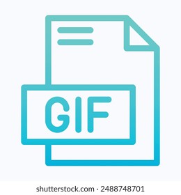 GIF File Format Vector Icon, Isolated Lineal Gradient Vector Icon.