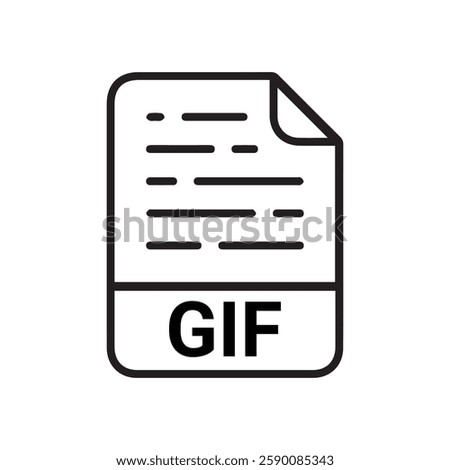 GIF file icon set. GIF file type symbol. File GIF format icon in black filled and outlined style isolated on transparent background.