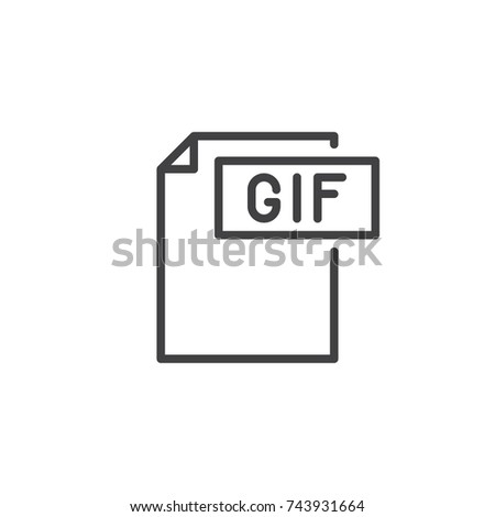 Gif format document line icon, outline vector sign, linear style pictogram isolated on white. File formats symbol, logo illustration. Editable stroke