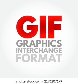 GIF Graphics Interchange Format - type of bitmap image format, acronym text concept background