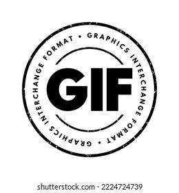 GIF Graphics Interchange Format - type of bitmap image format, acronym text stamp concept background