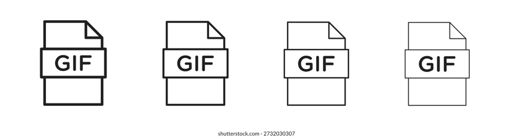 Gif icon set. editable stroke eps 10 vector illustration.