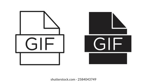 Gif icon set in thin line. vector illustrations for web