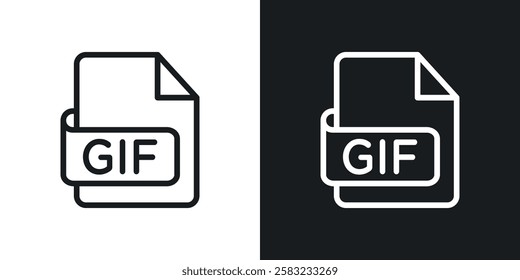 Gif icons in black and white liner strokes for web design.