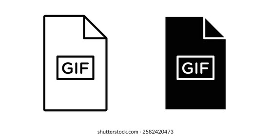 Gif icons pack vectors in black flat and strokes