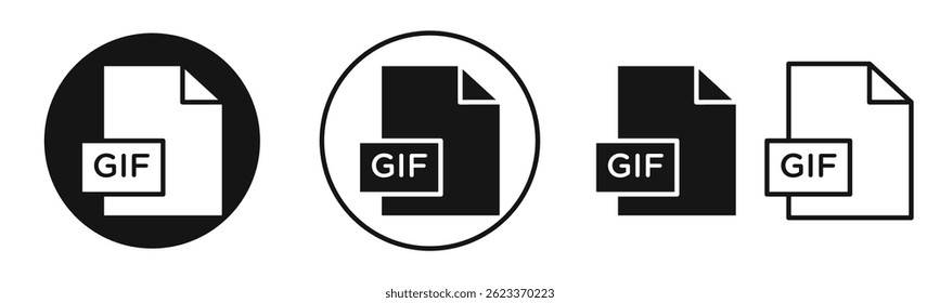 Gif icons set in solid black and stroke line style