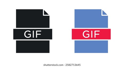 Gif icons set vectors black and colored style