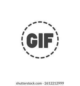 Gif inside circle vector icon. filled flat sign for mobile concept and web design. GIF glyph icon. Symbol, logo illustration. Vector graphics