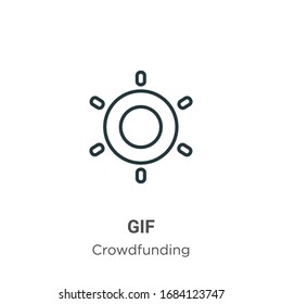 Gif outline vector icon. Thin line black gif icon, flat vector simple element illustration from editable crowdfunding concept isolated stroke on white background