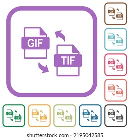 gif tif file conversion simple icons in color rounded square frames on white background