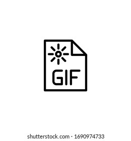 Gif vector icon in linear, outline icon isolated on white background