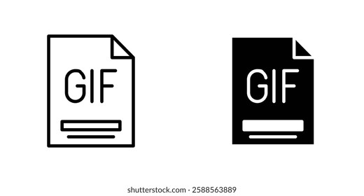 Gif vectors icons set in filled and strokes on white background