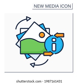 Icono de color Gifs. Formato de intercambio de gráficos. Imagen animada. Espacio informativo. Nuevo concepto de medios. Ilustración vectorial aislada