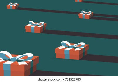 Gifst box on dark background. Vector,illustration.