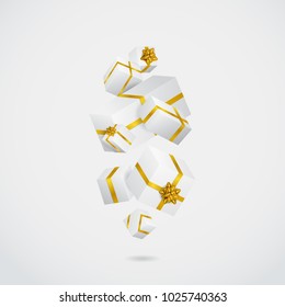 Gift 3D background. Festive box and bow.