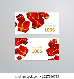 Gift 3D background. Festive box gift card