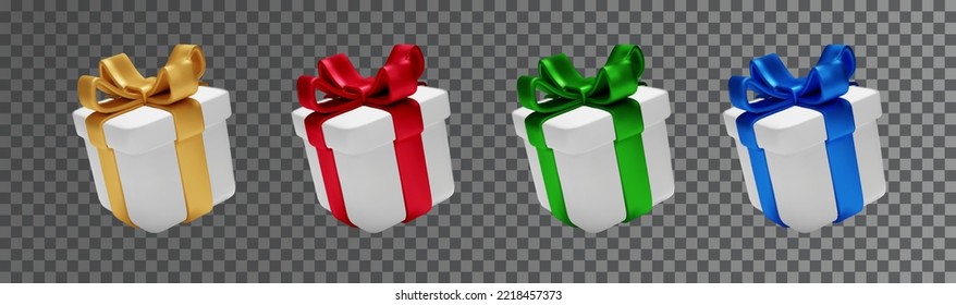 gift, 3d, box, present, birthday, prize, ribbon, vector, render, yellow, blue, illustration, realistic, green, red, color, bow, holiday, surprise, falling, set, happy, give, background, giftbox, pink,