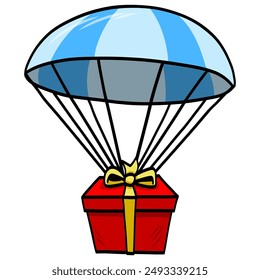 Regalo Airdrop Box Present Ilustración vectorial de paracaídas en caída