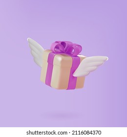 Gift airdrop. Flying present. Realistic 3d vector concept.