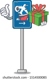 With gift airport sign in the character shape