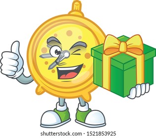 With gift alarm clock cartoon with machine classic.