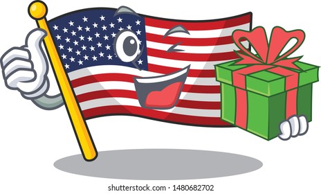 With gift america flag stored in cartoon cupboard
