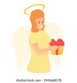 Icono de ángel de regalo. Dibujo del icono del vector ángel de regalo para el diseño web aislado en fondo blanco