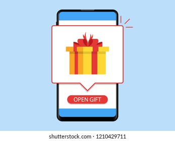 Gift app page on smartphone screen Notification Illustration Vector