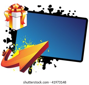 Regalo, flecha y banner