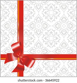 Gift background with bow and ribbon.