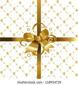 Gift background with golden bow