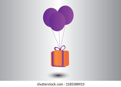 Gift backgrounds brought by flying balloons are usually used for graphic design backgrounds or wallpapers