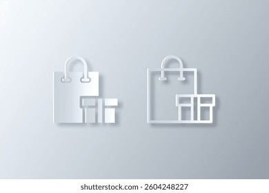 gift bag and box icon made with white paper cut effect style