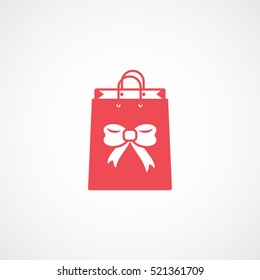 Gift Bag Christmas New Year Red Flat Icon On White Background