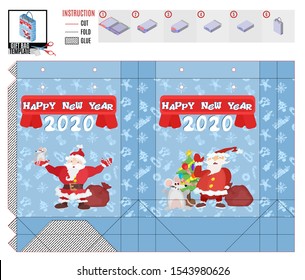 gift bag for christmas template. santa claus with presents.vector image
